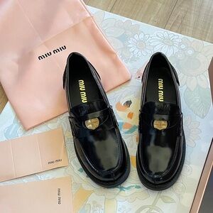 🖤 Miu Miu Women's Coin Penny Loafers | Dark Academia Chic | Size 36 / 6